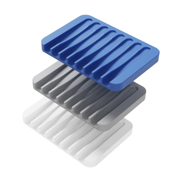 Self-Draining Soap Dish - Silicone Soap Dish with Water Drain - Non-Slip Bathroom Soap Saver for Kitchen