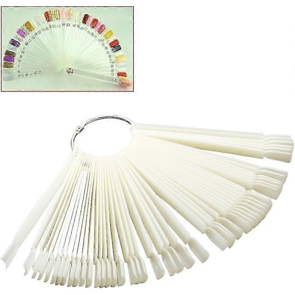 Neglekunst Tips Fargeprøver Vifte Display Øvelse Starter Ring Hvit