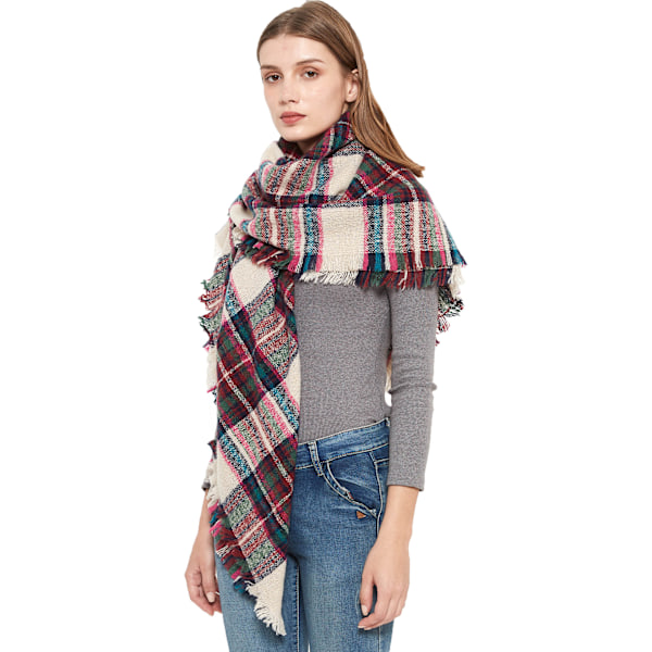 Mode Vinter Varm Stor Tartan Filt Rutig Scarf Sjal SJ-34#red 135x135x200cm