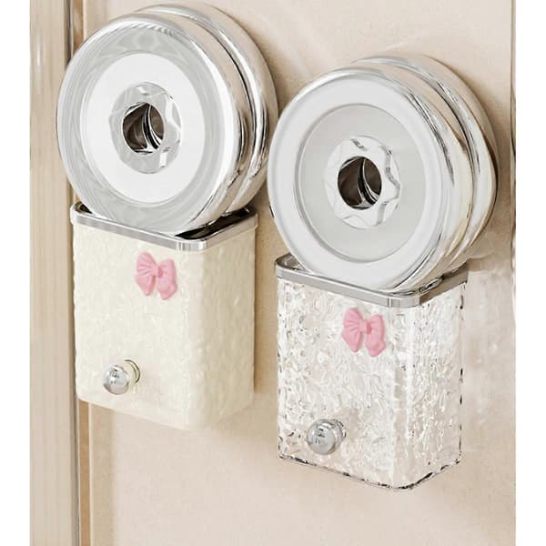 Bathroom Storage Cup Wall Mounted 2-Pack Drill-Free Self-Adhesive, Milk PET+ABS with Built-in Hook
