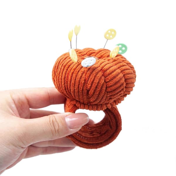 Håndledsnålepude med elastisk rem Græskar Nål til Syning Pude Nålepuder til Håndarbejde Sting DIY Håndværk Orange Orange