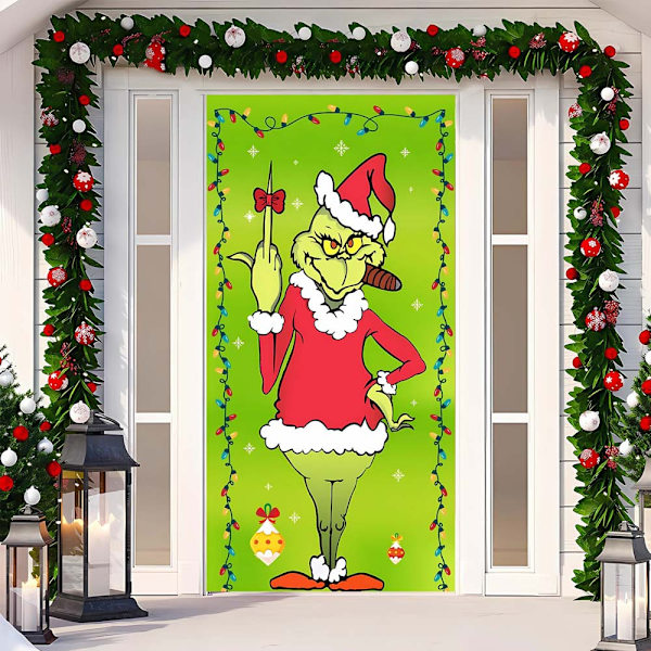 Jule dørbetræk Glædelig Grinchmas skrift veranda skilt vinter nytår jul juledekorationer og forsyninger til hjemmet fest
