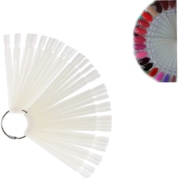 Neglekunst Tips Fargeprøver Vifte Display Øvelse Starter Ring Hvit