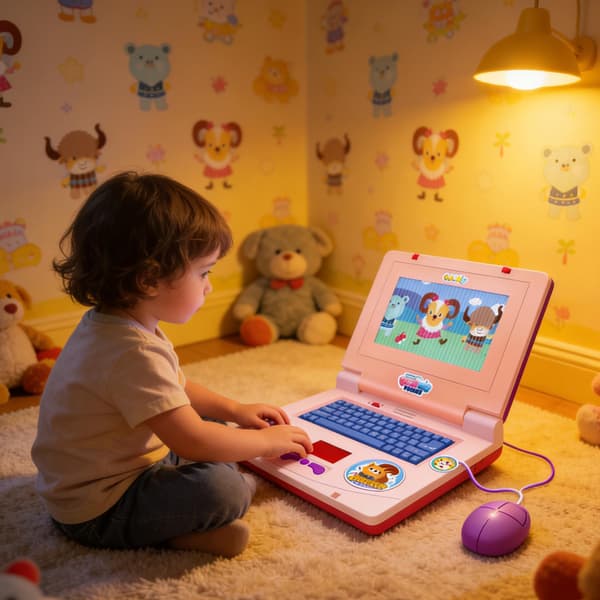 Toy Laptop with Interactive Keyboard and Screen for Entertaining Play, Fine Motor Skills Training, Notebook, Preschool Toy