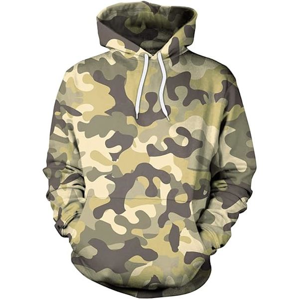 Herre Langærmet Hoodie Halloween Sjov Crew Neck Sweatshirt med Kængurulomme Jul Flerfarvet 3D Print Jumper Sweater（Størrelse：XXL）