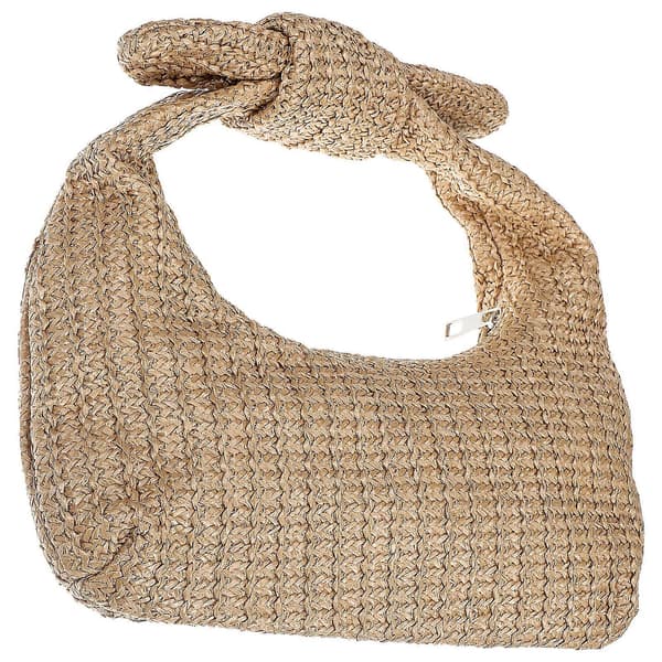 Vævet opbevaringstaske til opbevaring Holdbar Beige Polyester Bærbar Håndtaske