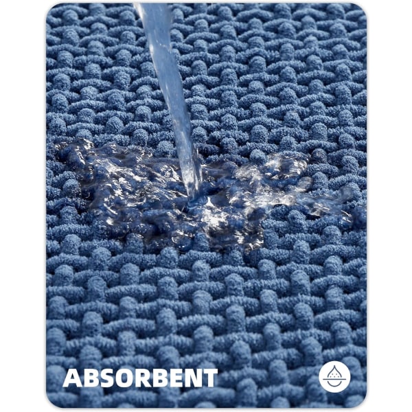 16\"x24\" Chenille Badrumsmattor - Färg G Tunna Badrumsmattor Passar Under Dörr - Absorberande, Platt, Halkfri, Mjuk, Maskintvättbar
