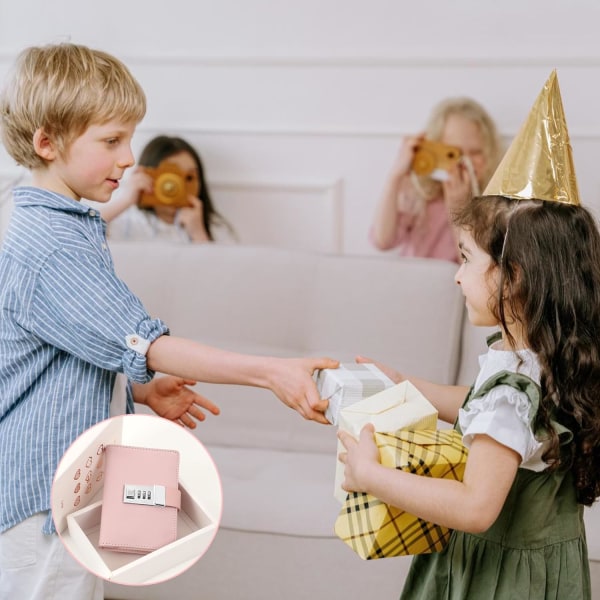 Dagbog med lås Personlig hemmelig dagbog Mini låsende dagbog til piger Voksne kvinder Lås dagbog Kombination låst skrive rejse notesbog Macaron Pink