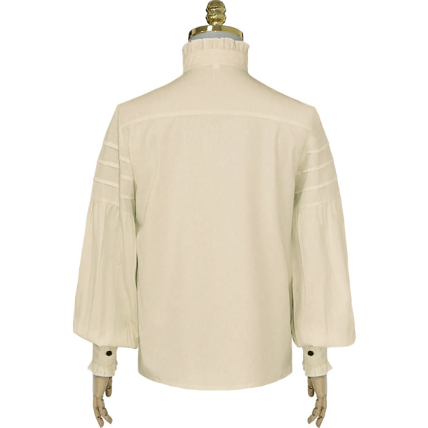 Kombinationsskjorta för herrkläder medeltida steampunk toppfoder (Khaki, L) Khaki L