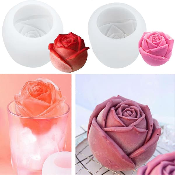 Temperaturbestandig 3D Rose Lysform - Non-Stick, Nem Afstøbning - Ideel til Håndværk - Husholdningsartikler