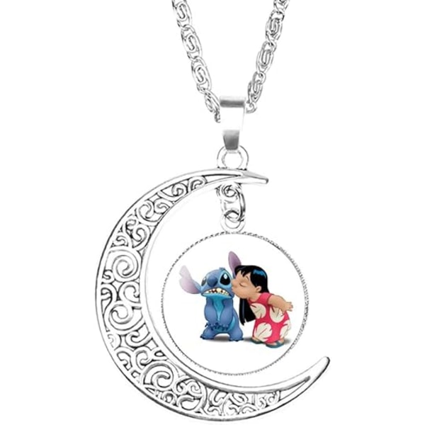 Stitch Necklace Cute Stitch Gifts for Girls Jewelry Stitch Lover Gifts with Moon Pendant