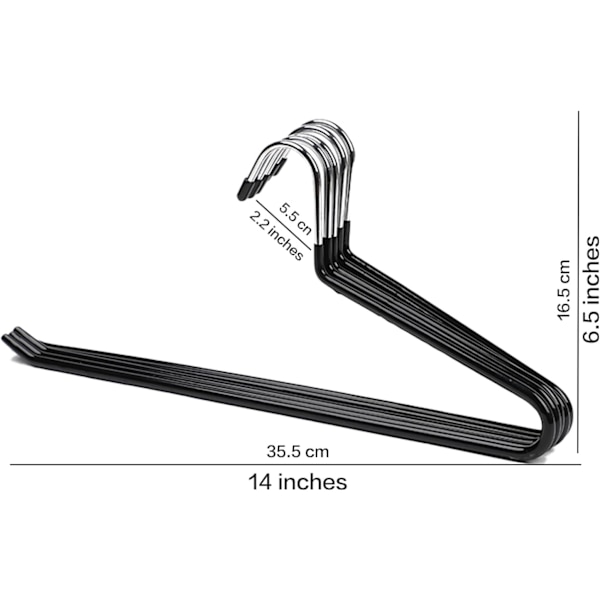 Byxor Hängare Slack/Byxor Hängare 10 Pack, Öppen Ände Design Utrymmesbesparande Slim Stark och Hållbar Anti-Rost Krom Metall Hängare (Svart)