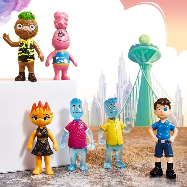 6 st Elemental Actionfigurer, Filmfigurer Leksakspaket