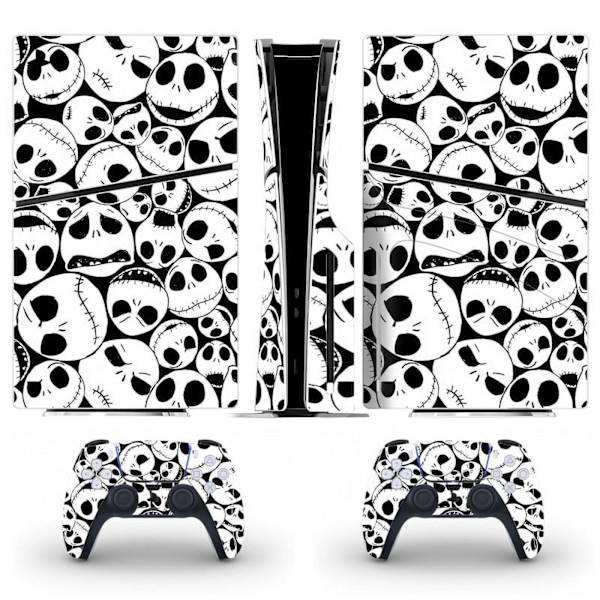Playstation 5 Slim Ps5 Slim Vit Ghost Skin Dekal Och Controller Stickers Set, Reptålig (Disk) Style02