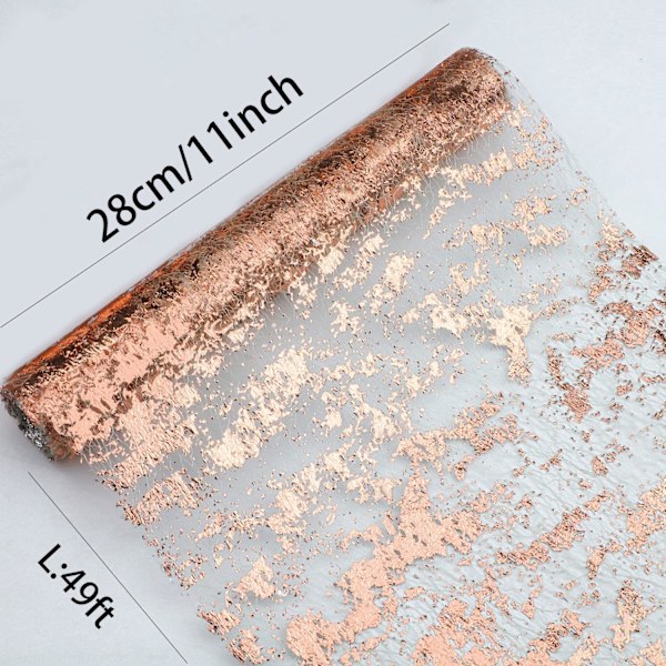 Glitter Metallic Guld Bordløber 11 Tommer x 49 Fod Tommer Tynd Mesh Sparkle Bordløber Rulle Borddekorationer til Bryllup Brudebruser