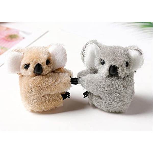 2 stk. Brun Grå Plys Koala Søstre Bedste Ven Hårklemmer Skridsikre Simple Uregelmæssige Hårklemmer Fashion Klo Hårklemmer Piger Børn Hår Tilbehør