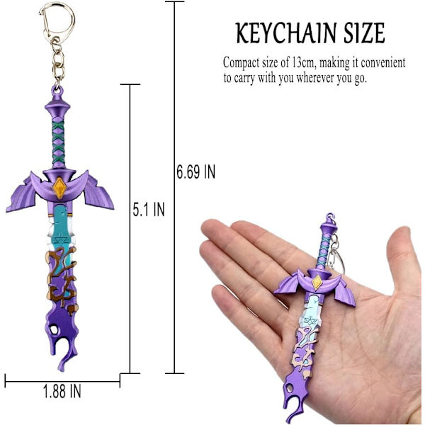 Nedbrudt Master Sword nøglering - Nyeste, nøglering til mænd og kvinder The Legend of Zelda Tears of the Kingdom Master's Sword nøgle, 13 cm