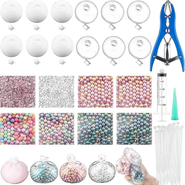 DIY Squishy Making Kit med gennemsigtige silikonekugler DIY Squeeze Legetøjssæt til afslapning for voksne