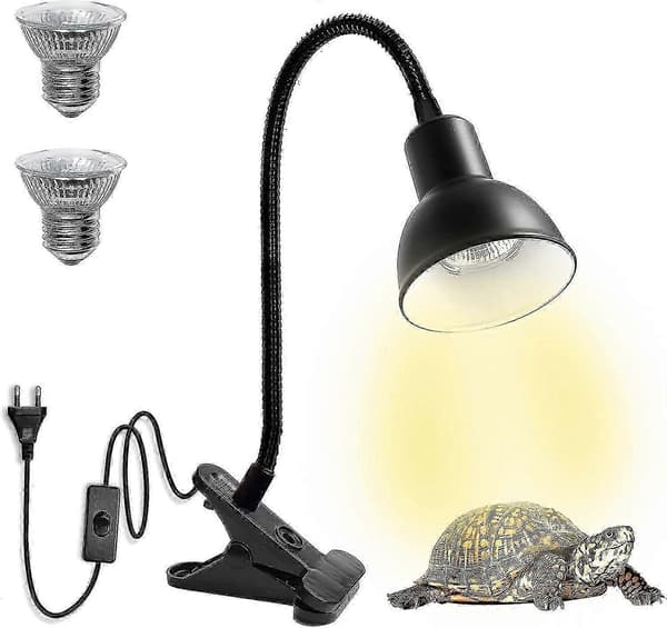 Turtle Heat Lamp For Reptile Aquarium, Turtle With 2 Uva Uvb Bulb Backlight Adjustable 360 Degree Rotation Clip For Turtle Snake