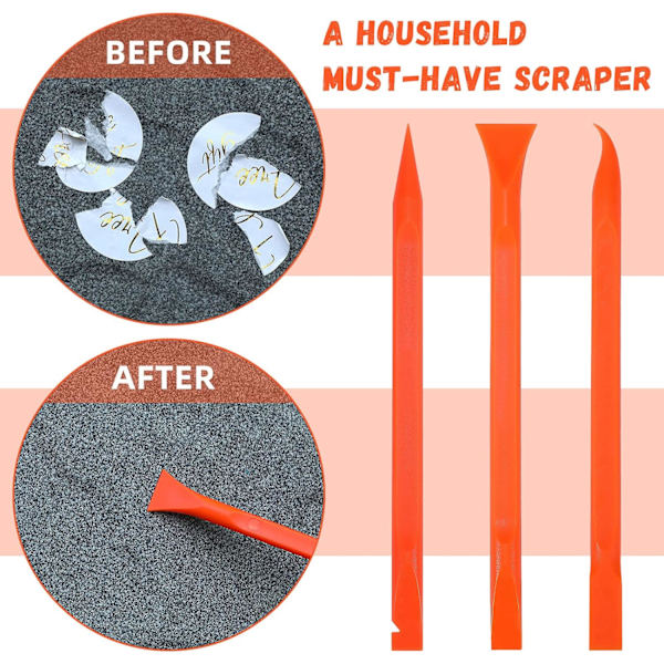 18 stycken repfria plastscraperverktyg i kolfiber, flersyftsskrapa, pennformad skrapa, rengöringsskrapa (orange)