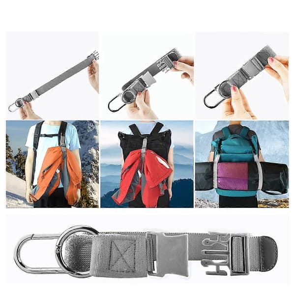Elastisk jacka Gripper Reserem med D-ringkrokar och spänne, resväskebälten resetillbehör Gray