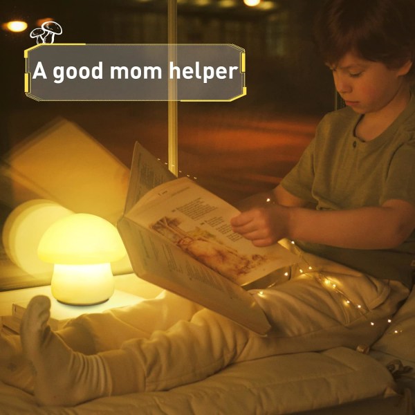 Sopplampe, Oppladbar Soppnattelys, Flerfarget LED Soppnattelys, Dimmbar Soppnattelampe for Amming, Silikonlampe