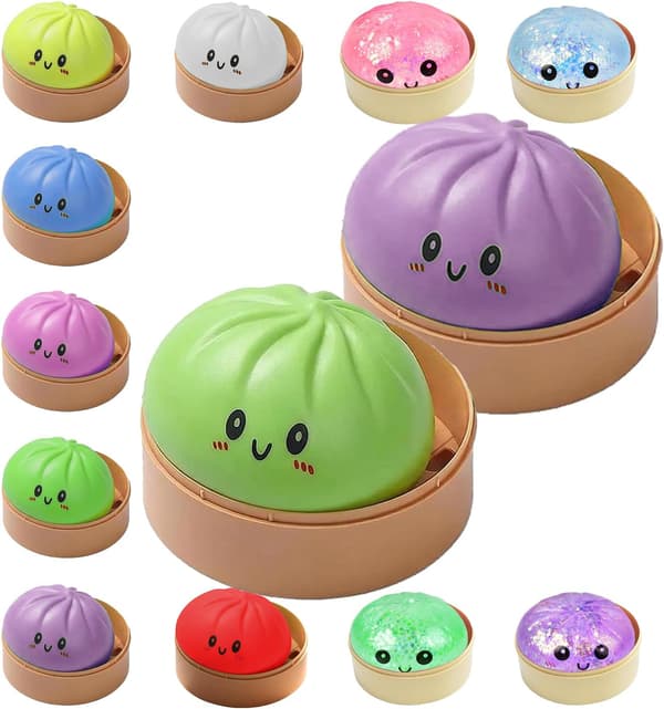 Dumplings Squishy Mystery Mini Dumplings Squishy Stressbolde Fidget Sensorisk Legetøj Blød Klemme Dekompression Dej (Lilla-A) Colorful-2pcs-b