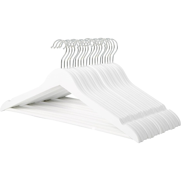 Träklädhängare i trä - Vit, 20-pack