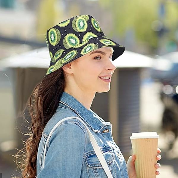 Arogheiz Spandauhat til Kvinder Dobbeltsidet Solhat Reversibel Blomster Frugt Print Fiskerhat til Rejser Strand Fiskeri Pool