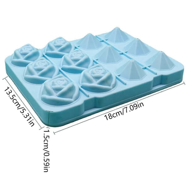 12 celler 3D silikon roseform isbitform fleksible roseisbitbrett roseisbitformer isbitmaskin gjenbrukbar rosa