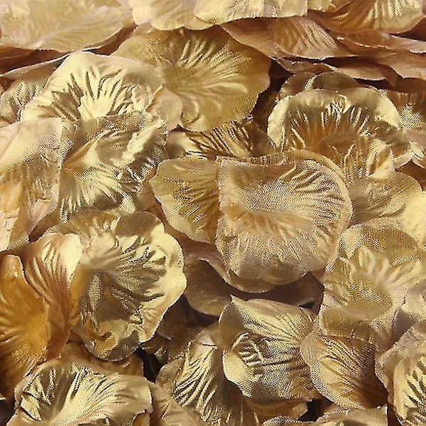 Julepynt 1000 stk. Guld Silke Rose Kunstige Blade Bryllupsfest Blomster Dekoration Q A