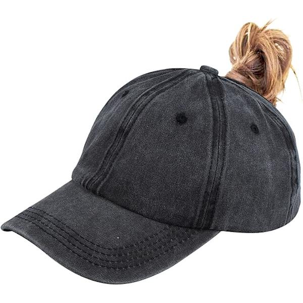 Hestehale Baseball Hat Distressed Retro Vasket Kvinder Twill
