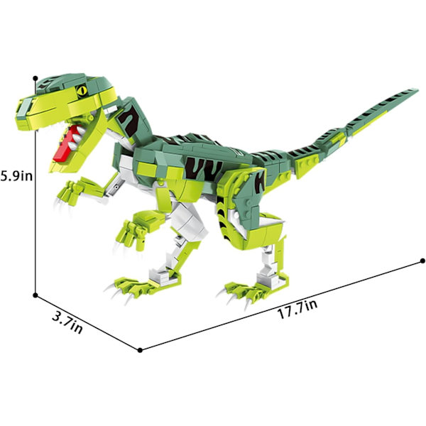 Creator Velociraptor Dinosaur Byggesæt, Dinosaur Park World Dominion Raptor Model Legetøj Bygning med Bevægelig Kæbe, 16,3”  (533 Dele)