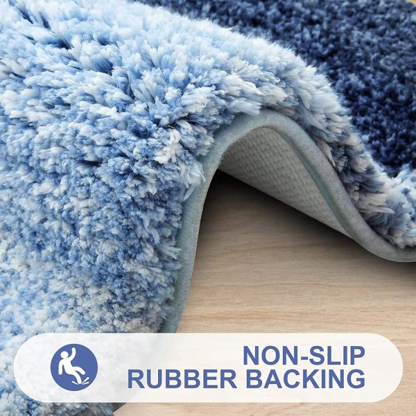 Luksuriøs Badeværelsesmåtte 24x16, Ekstra Blød og Absorberende Mikrofiber Bademåtte, Skridsikker Plysset Shaggy Badetæppe