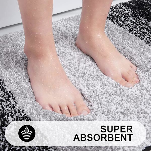 Luksuriøs Badeværelsesmåtte 24x16, Ekstra Blød og Absorberende Mikrofiber Bademåtte, Skridsikker Plysset Shaggy Badetæppe