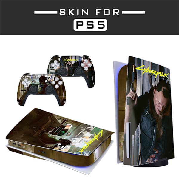 Klistremerke til PS5-deksel for å tilpasse konsollen - Fjernet vinylfilm - Matt satin HD-kvalitet (Disk, cyberpunk2077)