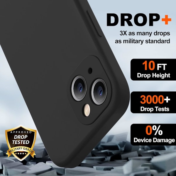 Kompatibelt med iPhone 13-fodral, premium silikon uppgraderat [kameraskydd] [2 skärmskydd] [mjukt anti-scratch mikrofiberfoder] telefonfodral