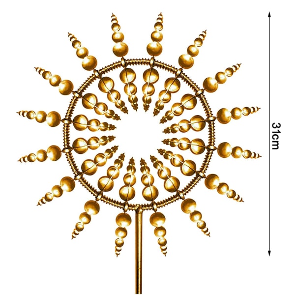 1 stk. Metal Vindmølle, Udendørs Metal Kinetisk Have Vind Spinners, Havemøller-Guld