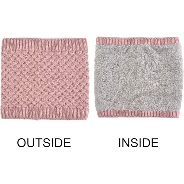 Barn flickor/pojkar vinter stickad infinity halsduk polar fleece halsduk