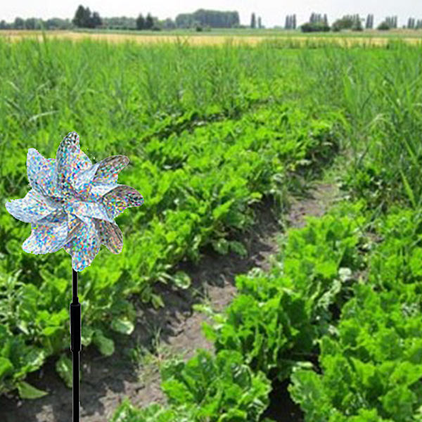 10 stk. Reflekterende Vindmøller til Terrasser og Haver, Skræm Fugle og Dyr Væk - Sølv Blomster