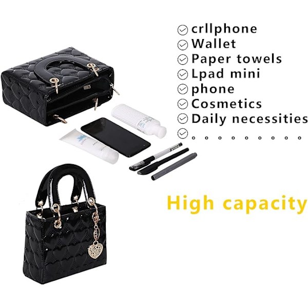 Punge og håndtasker til kvinder Shiny Patent Ladies PU læder Fashion Top Handle Satchel Skulder Crossbody Totes tasker