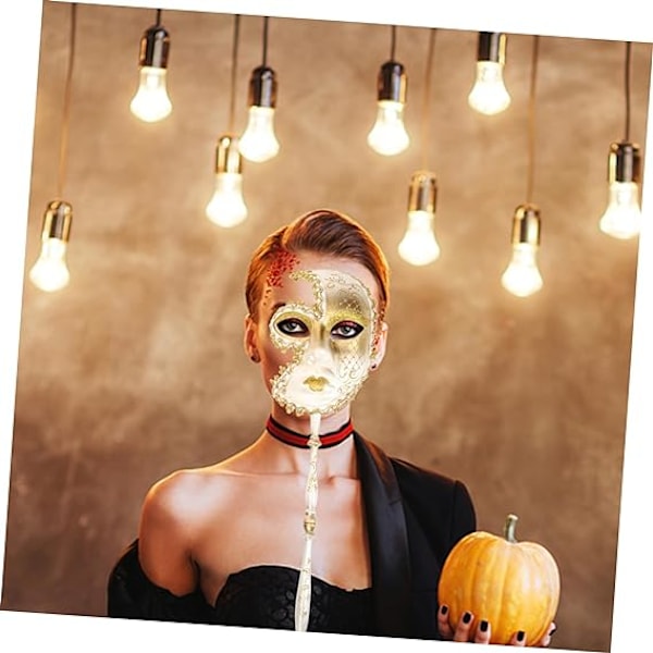 Maske på pinne - Venetiansk maske for kvinner - Maske til karneval - Maske til cosplay - Maske til kvinner - Maske til maskeradeball - Maske til sminke