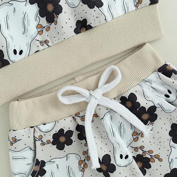 Taapero Tyttöjen Halloween Vaatteet Tyttö Söpö Kurpitsa Tulostus Asut Pusero Huppareita Ja Flare Housut Set（Koko：80CM)Ehdotettu Ikä:6-12 Kuukautta