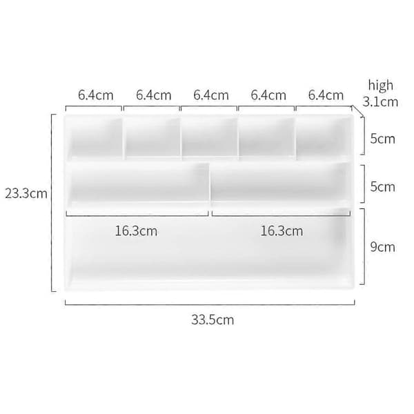Desktop Organizer with 8 Compartments PS Plastic Drawer Divider for Office and Home