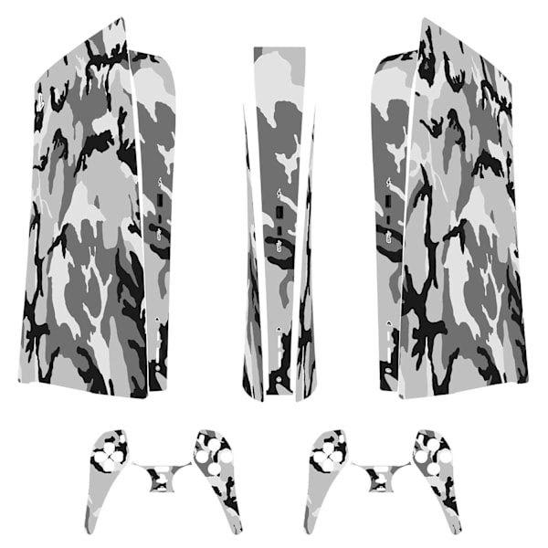 Klæbende hud - Kompatibel med PS5 - Cover til at tilpasse konsollen - Aftagelig vinylfilm - Mat satin HD-kvalitet (Digital, Camouflage Snow)