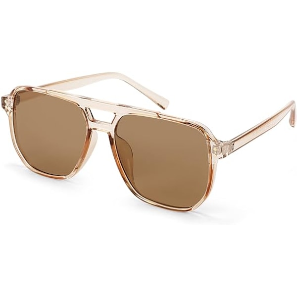 Retro firkantede Aviator solbriller til kvinder og mænd - 70'er vintage trendy solbriller med stel i plast