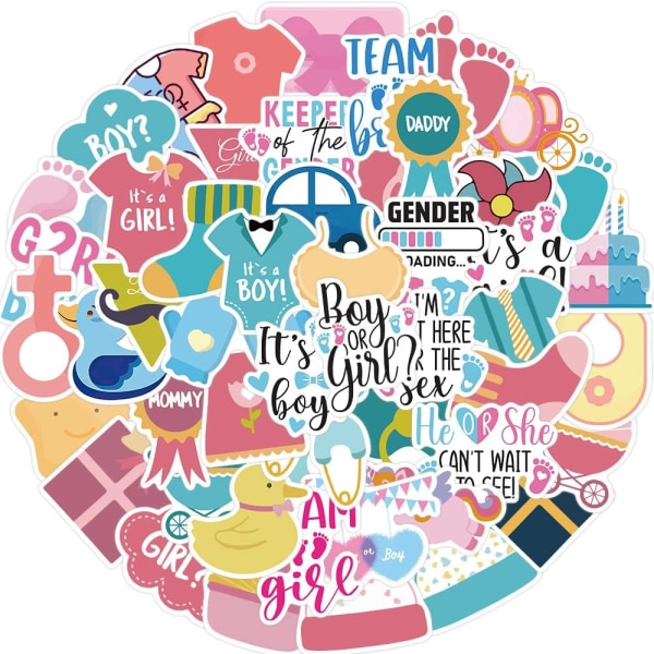 Färgglada Ins Style Gender Reveal Stickers för festinbjudningar och röstningsspel 50 st Team Boy och Team Girl Etiketter för fester och baby shower