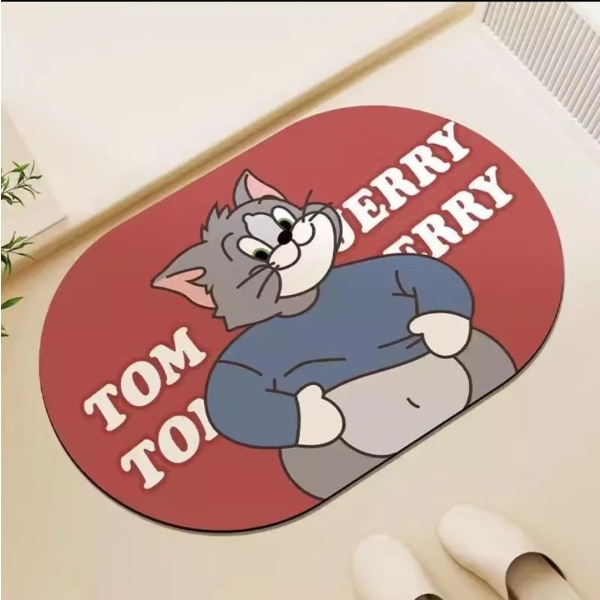 60X90cm Tegneserie Ost Tom og Jerry Diatom Mud Gummimåtte Dørmåtte Gulvmåtte Børnegave, Værelse Dekoration, Badeværelse Gulvmåtte (TOM) Style06 60*90cm