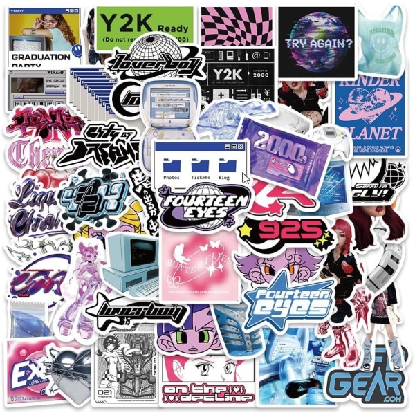 50 st coola Y2K-klistermärken, klassiska söta klistermärken för tonåringar, 80-tals 90-tal 2000-talsklistermärken för tonåringar vuxna (Y2K-stil)