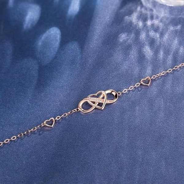 Damearmbånd 925 Sterling Sølv Infinity Hjerte Hvitgullbelagt Diamant Justerbart Armbånd Beste Morsdagsgaver for Kvinner Jenter